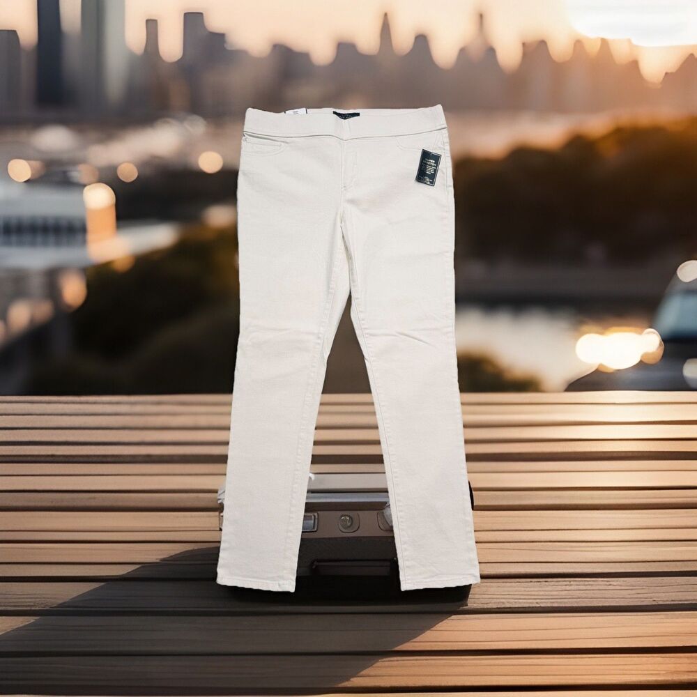 LRL Ralph Lauren Pull On Legging Jeans 14 (35x28.5) Cream Stretch Womens New NWT